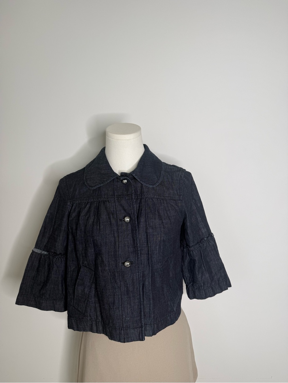 Ann Taylor Dark Indigo Cropped Denim Blazer